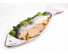 Mit Garnelenschaum gefüllter Lachs